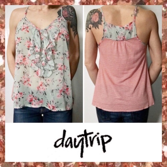 Buckle Tops - Daytrip Mint Green Mixed Media Tank Top Large L